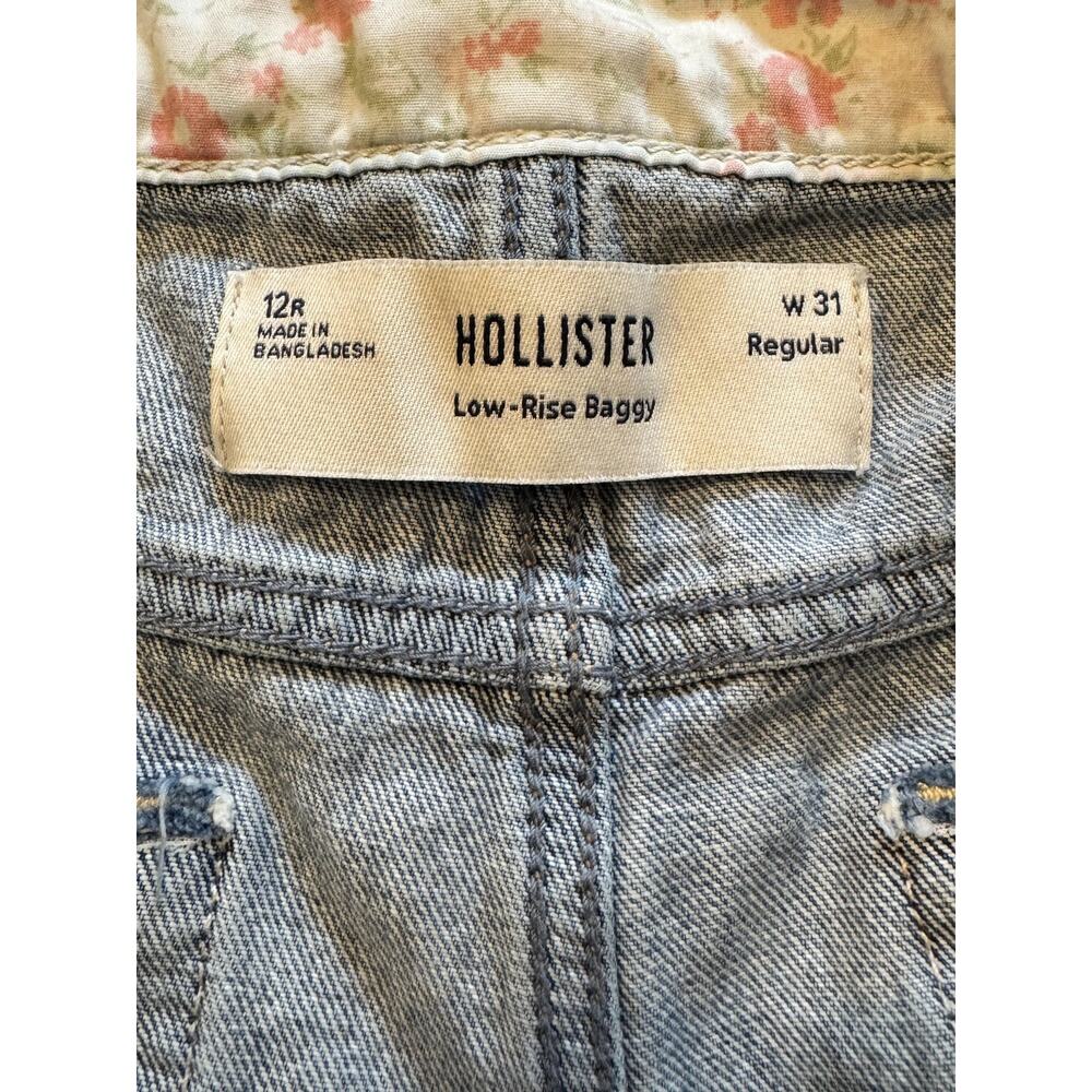 Hollister Jeans Sz 12R Blue Low Rise Baggy Wide Leg Denim Relaxed Fit Casual - Picture 5 of 7